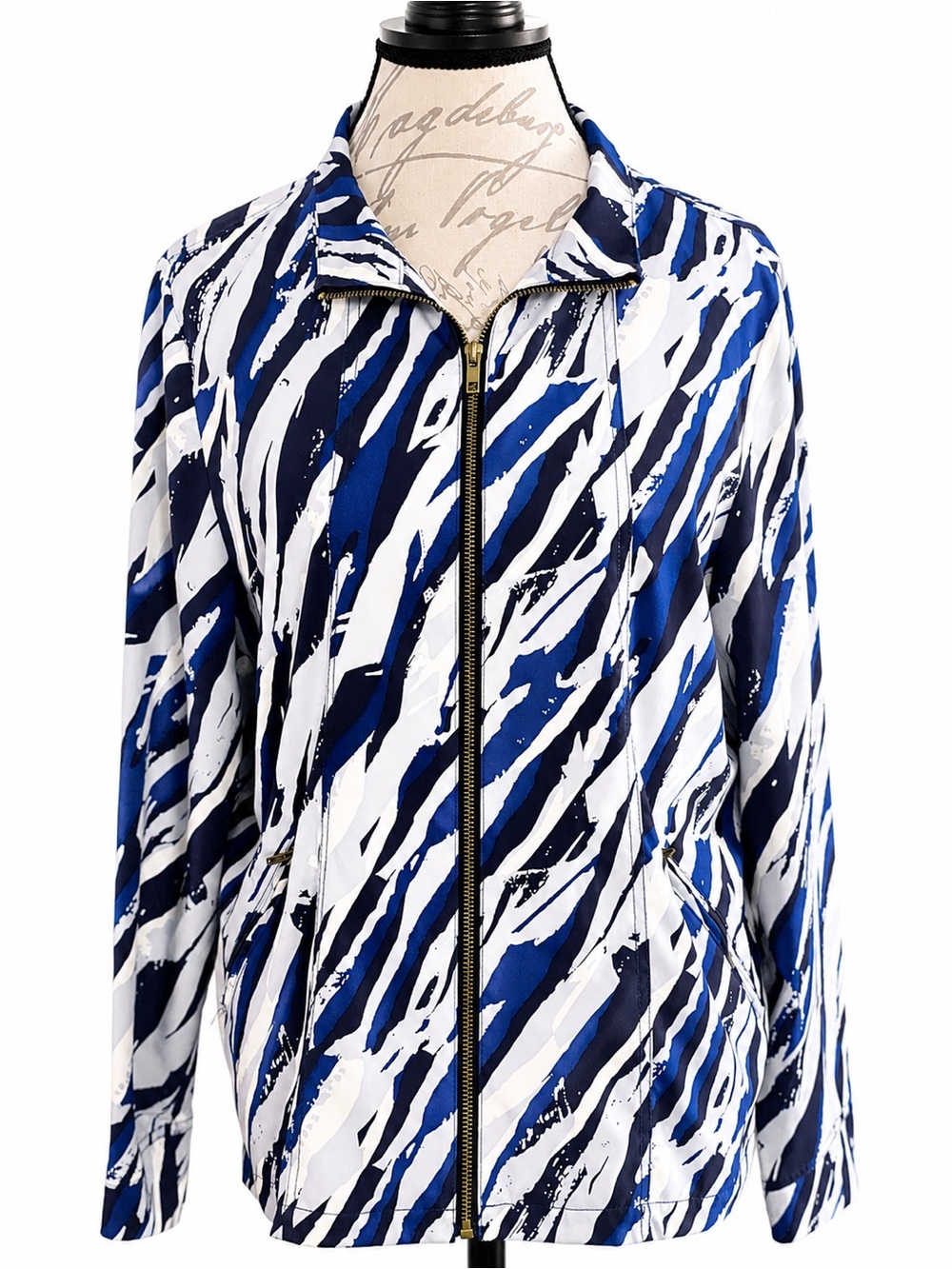 Kenneth Too! Women’s Printed Zip Front Jacket – Size Medium
